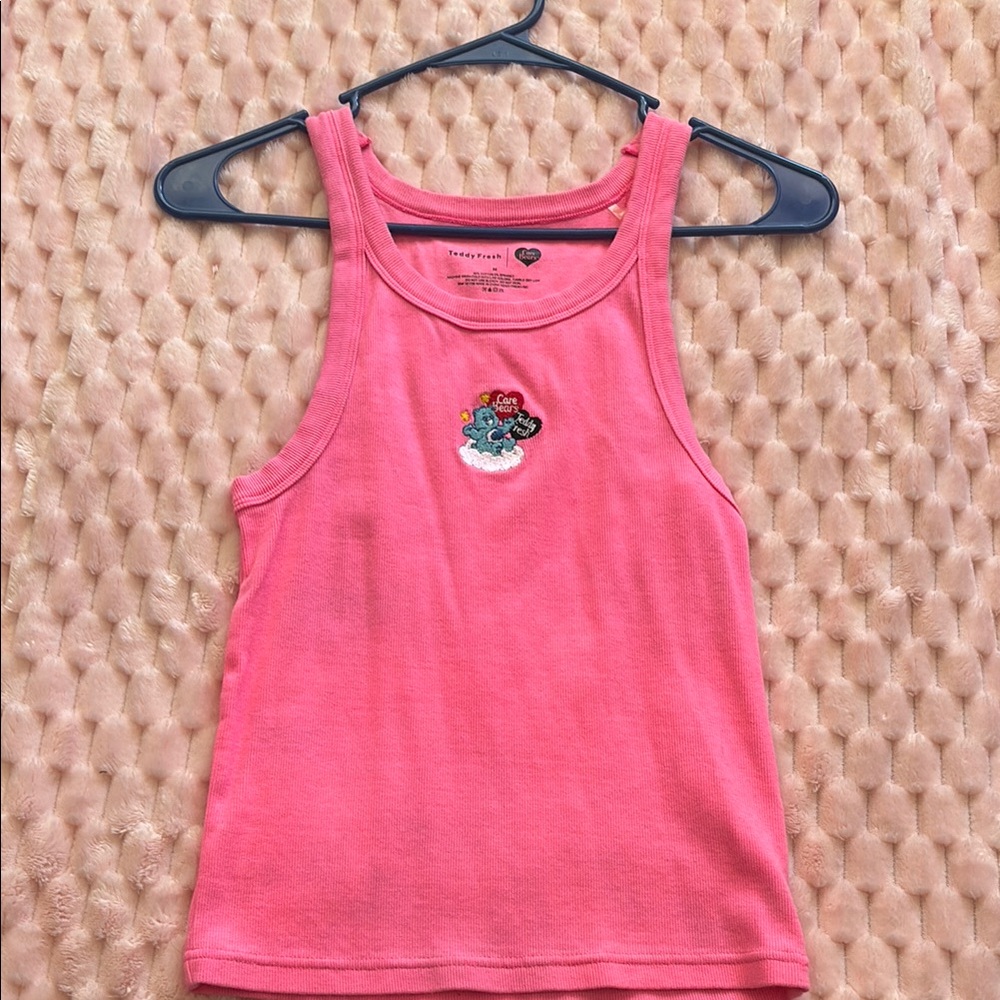 Pink Tank Top with Embroidered Design
